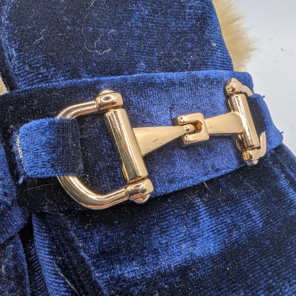 Blue Velvet Sz 7 Men's Steve Madden Loafers with Gold Buckle - Picture 5 of 5